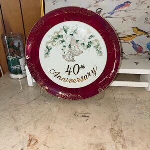 Lofton vintage 40th Anniversary Decorative Plate - Burgundy and Gold